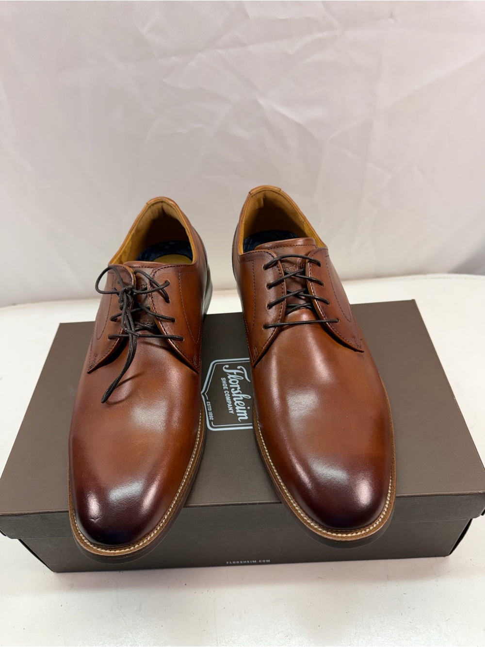 Florsheim Men's Cognac Brown Leather Derby Oxfords